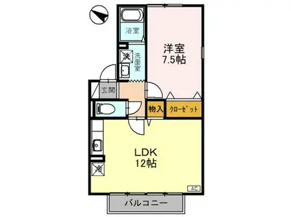 グランディール・アイ(1LDK/1階)の間取り写真