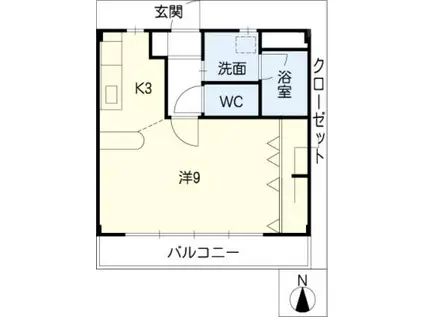 ミラシオン古渡(1K/1階)の間取り写真