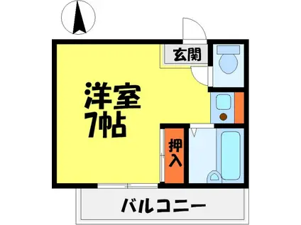 ビクトワール・シェル(ワンルーム/2階)の間取り写真