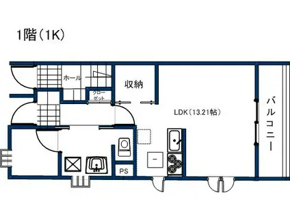 YKハウス研究学園(1K/1階)の間取り写真