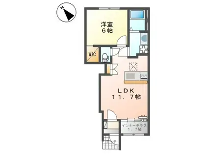 三木市緑が丘町本町一丁目アパート(1LDK/1階)の間取り写真