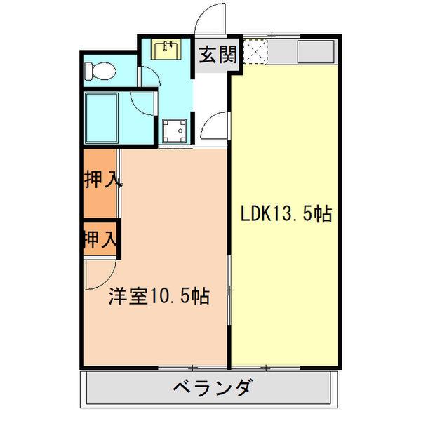 YOUハイツ II(1LDK/1階)の間取り写真