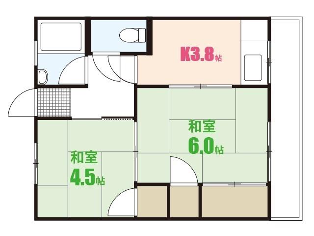 津田コーポ(2K/1階)の間取り写真