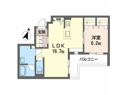 フォレナ山田東(1LDK/2階)の間取り写真