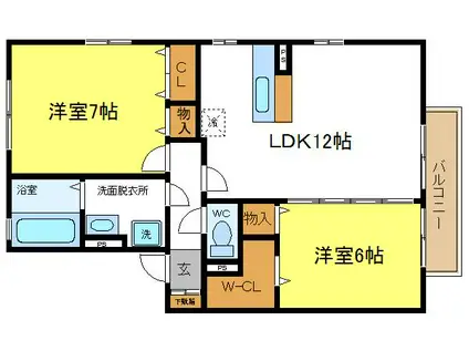 リビングタウン加美北(2LDK/2階)の間取り写真