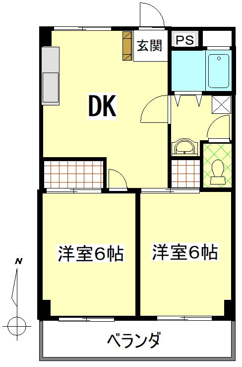 中野マンション(2DK/3階)の間取り写真