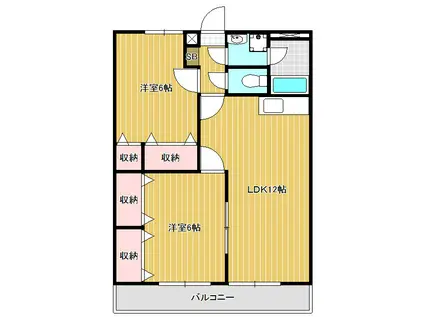 レジデンスコスモ(2LDK/1階)の間取り写真