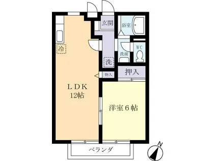 メゾンヒガシ12B(1LDK/2階)の間取り写真