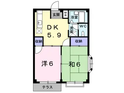 ニューエルディム小堀(2DK/2階)の間取り写真