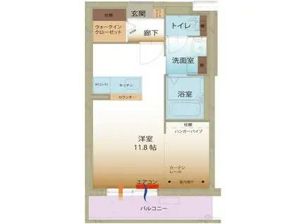 GARDEN COURT YASU 野洲市市三宅(ワンルーム/1階)の間取り写真