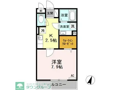 D-ROOM堀之内(1K/3階)の間取り写真
