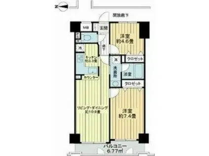 パシフィック五橋(2LDK/4階)の間取り写真
