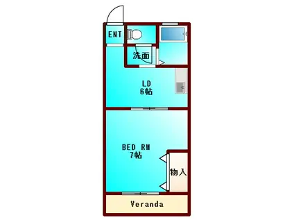セジュール沖浜(1DK/2階)の間取り写真