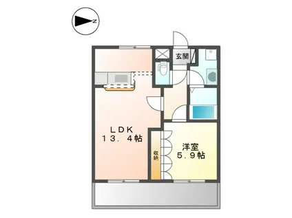 ヴィクトリーステージII(1LDK/2階)の間取り写真