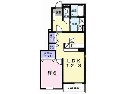 メゾンプラースI(1LDK/1階)の間取り写真