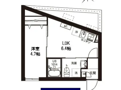 レピュア曙橋駅前レジデンス(1LDK/5階)の間取り写真