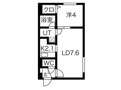 カレラ月寒中央(1LDK/2階)の間取り写真