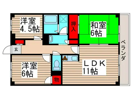 レジョンドール船橋(3LDK/1階)の間取り写真
