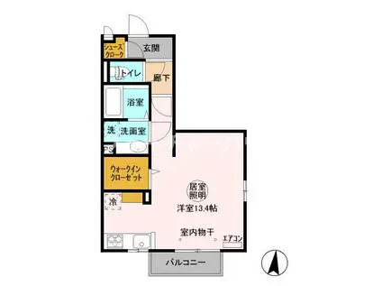 グランマーレMITO F(ワンルーム/2階)の間取り写真