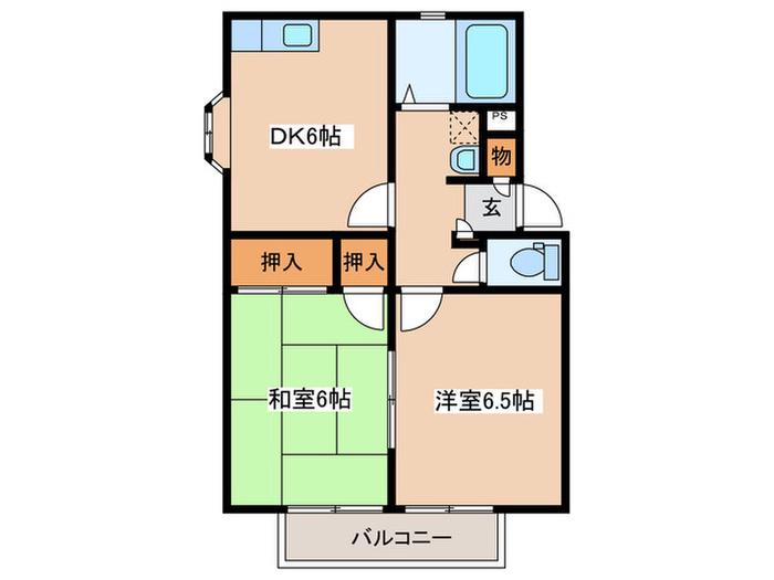 ファーストライフ板戸I(2DK/2階)の間取り写真