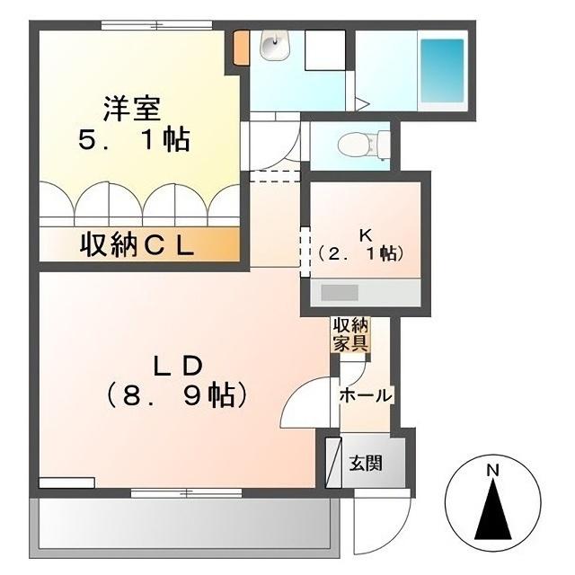 グレース・ワン(1LDK/1階)の間取り写真