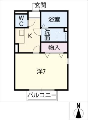 4CABINS(1K/2階)の間取り写真