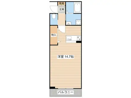 アミティエ彦根(ワンルーム/2階)の間取り写真