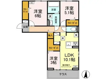 LUXE(3LDK/1階)の間取り写真