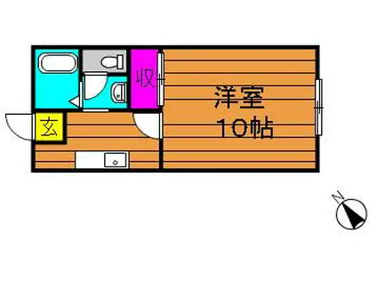 ビーライン川入B(1K/2階)の間取り写真