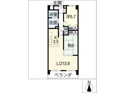パークサイドM・I(2LDK/2階)の間取り写真