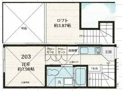 リゲーレ祐天寺イースト(ワンルーム/2階)の間取り写真