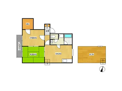 下田ハイツ松尾2(2DK/2階)の間取り写真