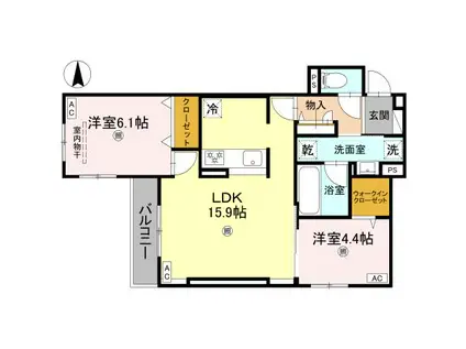 D-ROOM平野区加美東5丁目PJ(2LDK/2階)の間取り写真