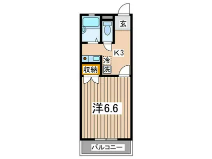 コーポシスル(1K/2階)の間取り写真