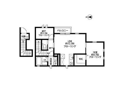 アムール江北(1SLDK/2階)の間取り写真