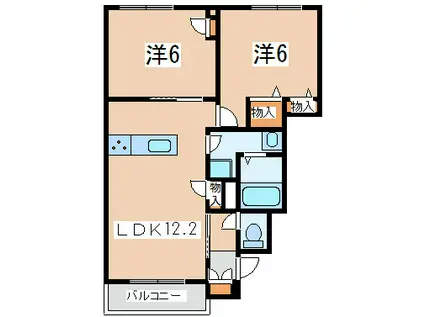 メゾン・ド・クレール(2LDK/1階)の間取り写真