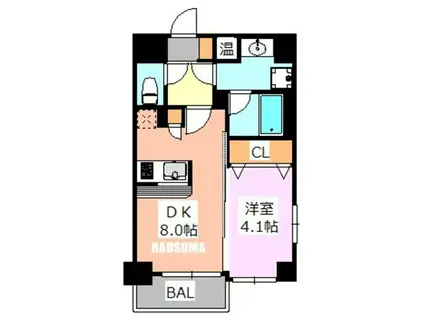 カーサ・フェリーチェ(1DK/3階)の間取り写真