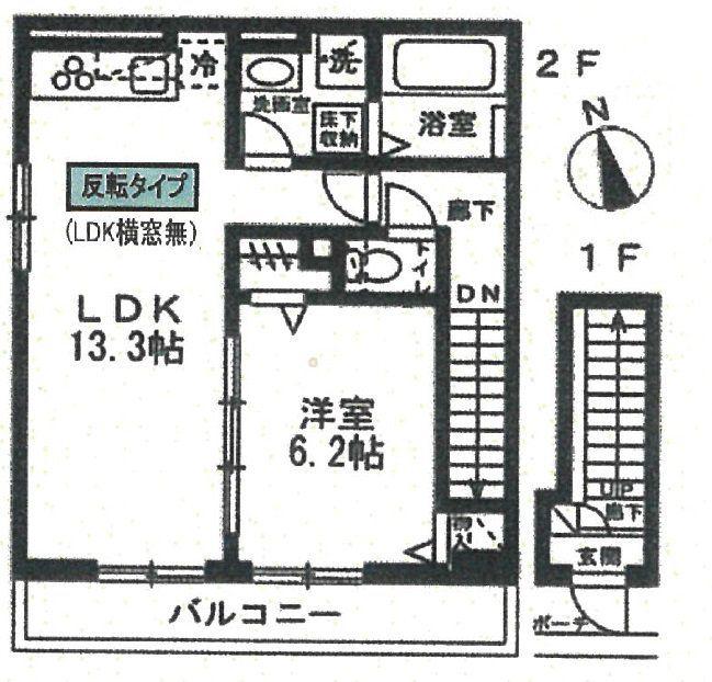 クレシア幕張(1LDK/2階)の間取り写真