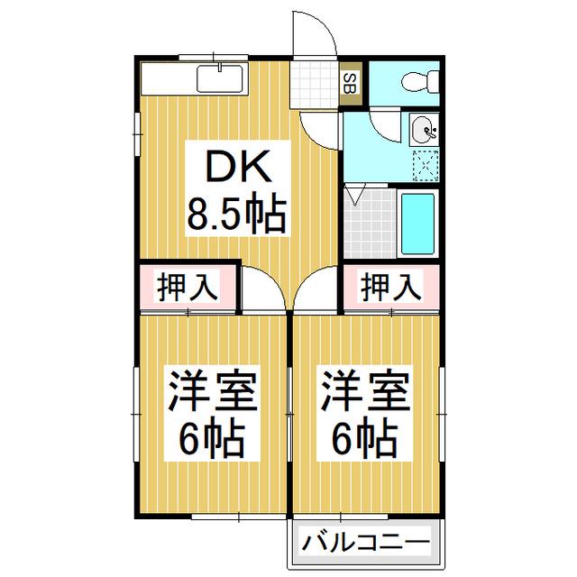 ネオコーポ北堀A棟(2DK/2階)の間取り写真