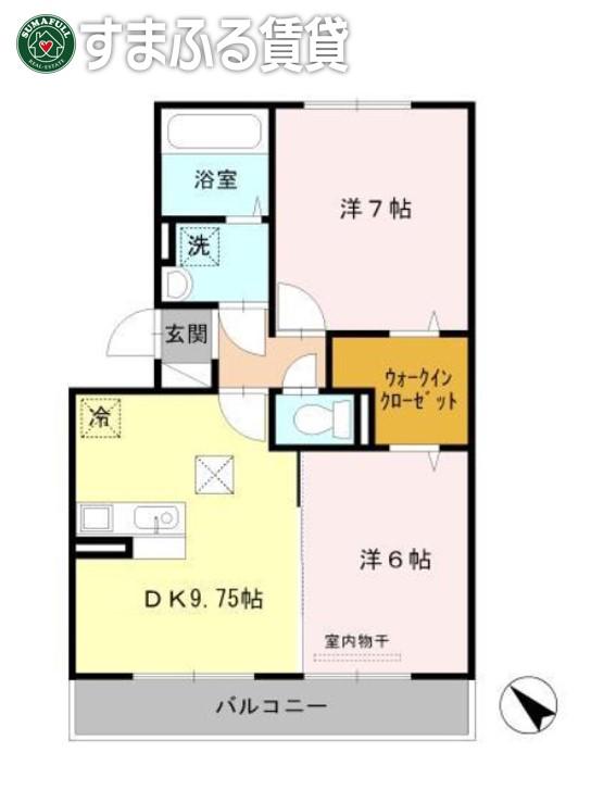 プラムビレッジII(2DK/1階)の間取り写真