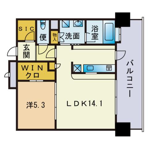 エンクレストGRAN博多駅前(1LDK/11階)の間取り写真