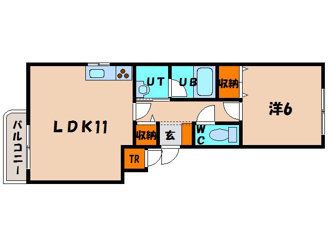 プリート ミハラ(1LDK/1階)の間取り写真