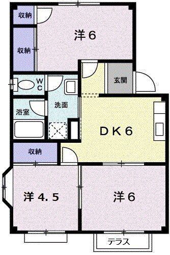 エルディム落合南 B(3DK/1階)の間取り写真