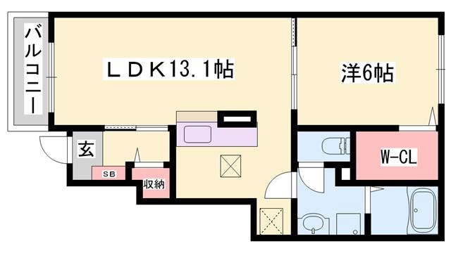 エスペランサ天神II(1LDK/1階)の間取り写真