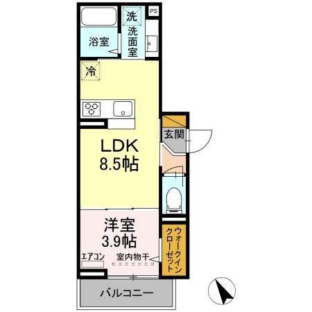フェリス(1LDK/3階)の間取り写真