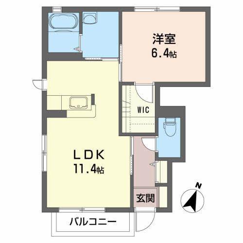 コーポヤナイH(1LDK/1階)の間取り写真