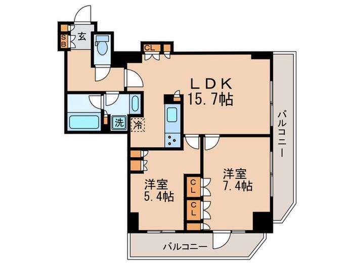 パークアクシス滝野川ラ ブリーズ(2LDK/2階)の間取り写真