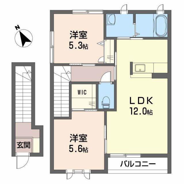 シャーメゾン天生津(2LDK/2階)の間取り写真