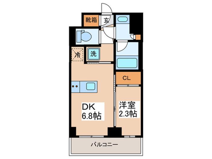 ワンルーフレジデンス錦糸町(1DK/2階)の間取り写真