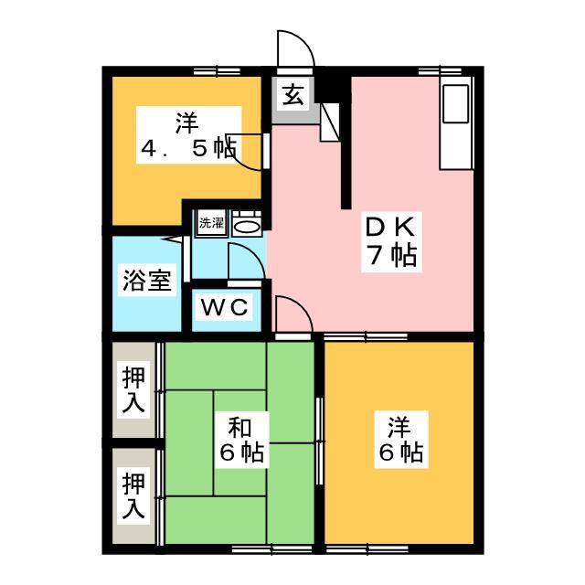 エステートピア土屋A(3DK/1階)の間取り写真